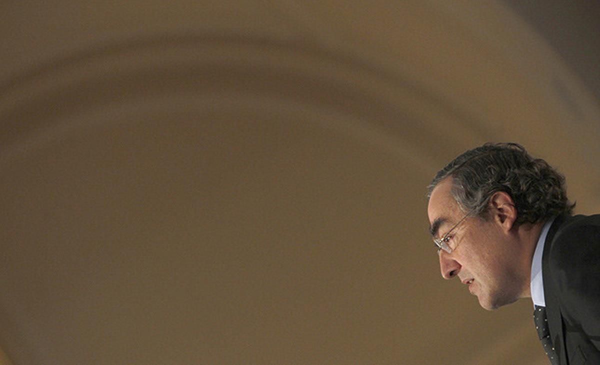 El president de la CEOE, Juan Rosell, en un esmorzar organitzat pel Fórum Europa.