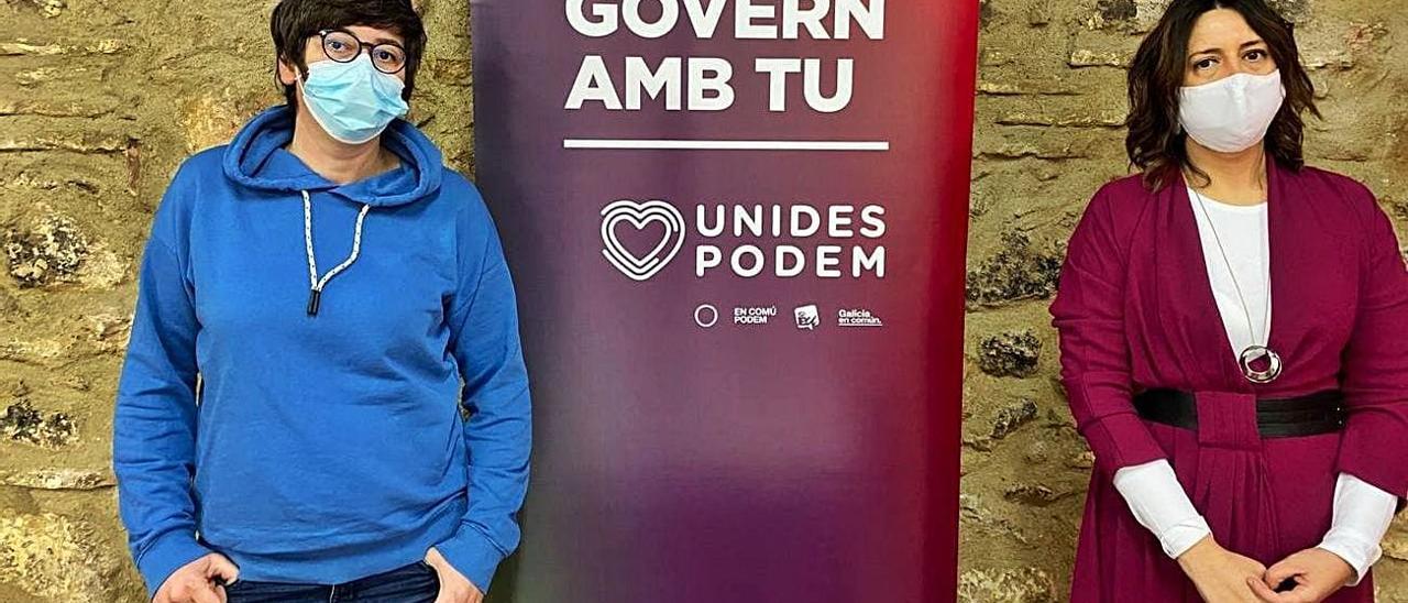 Las coordinadoras de Podem y Esquerra Unida, Pilar Lima y Rosa Pérez, ayer. | LEVANTE-EMV