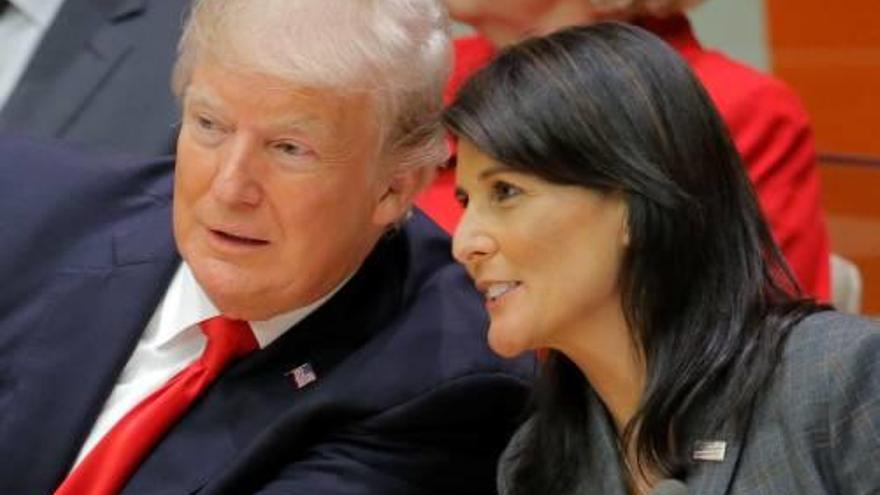 Trump, a l&#039;ONU, amb l&#039;ambaixadora Nikki Haley.