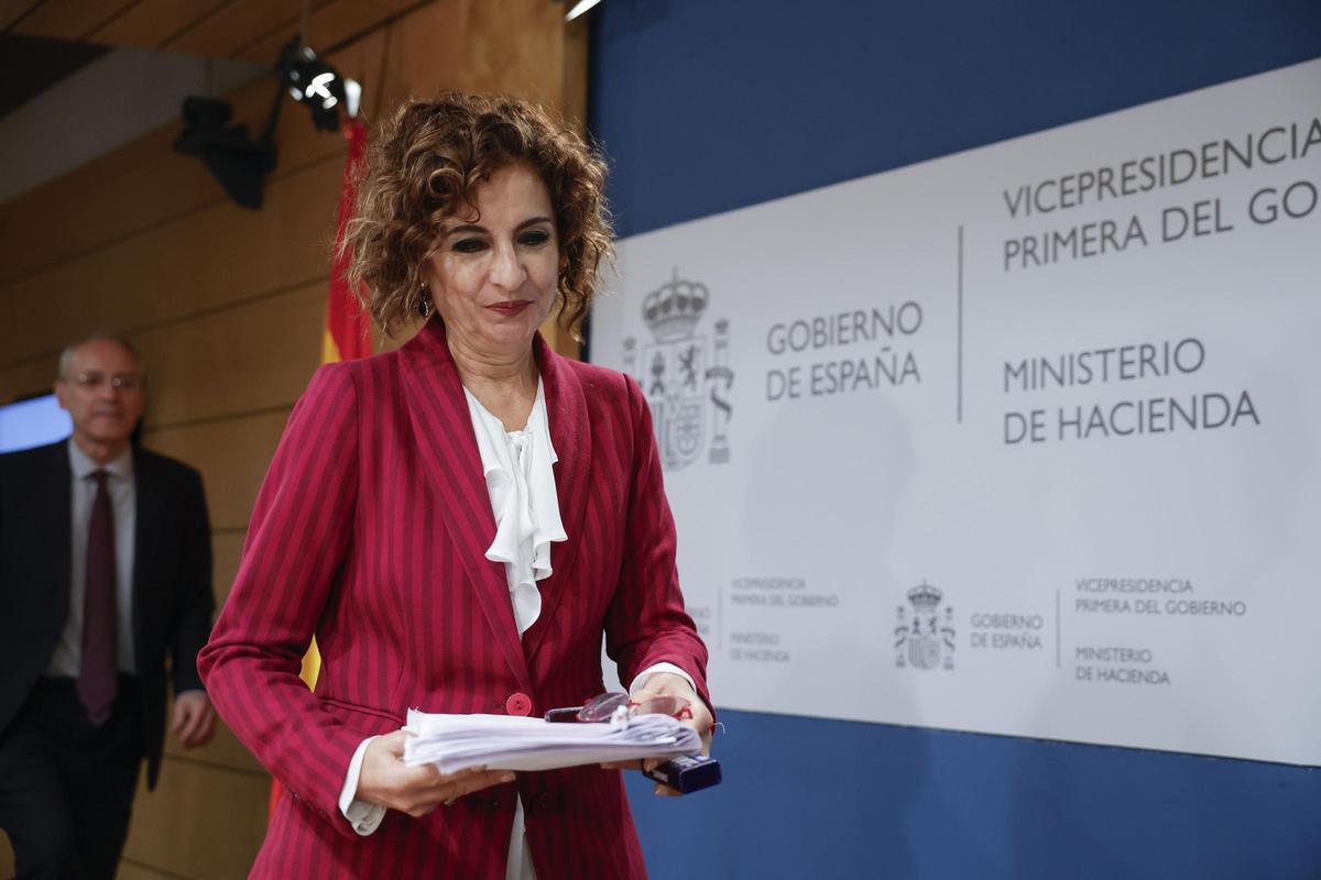 La vicepresidenta del Gobierno, María Jesús Montero, el pasado viernes tras exponer la propuesta para reformar la financiación autonómica.