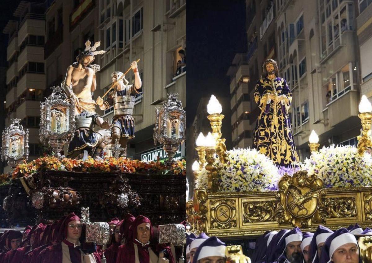 El misterio de la Corononación de Espinas (i.) y el Cristo del Rescate (d.) participarán en el cortejo.