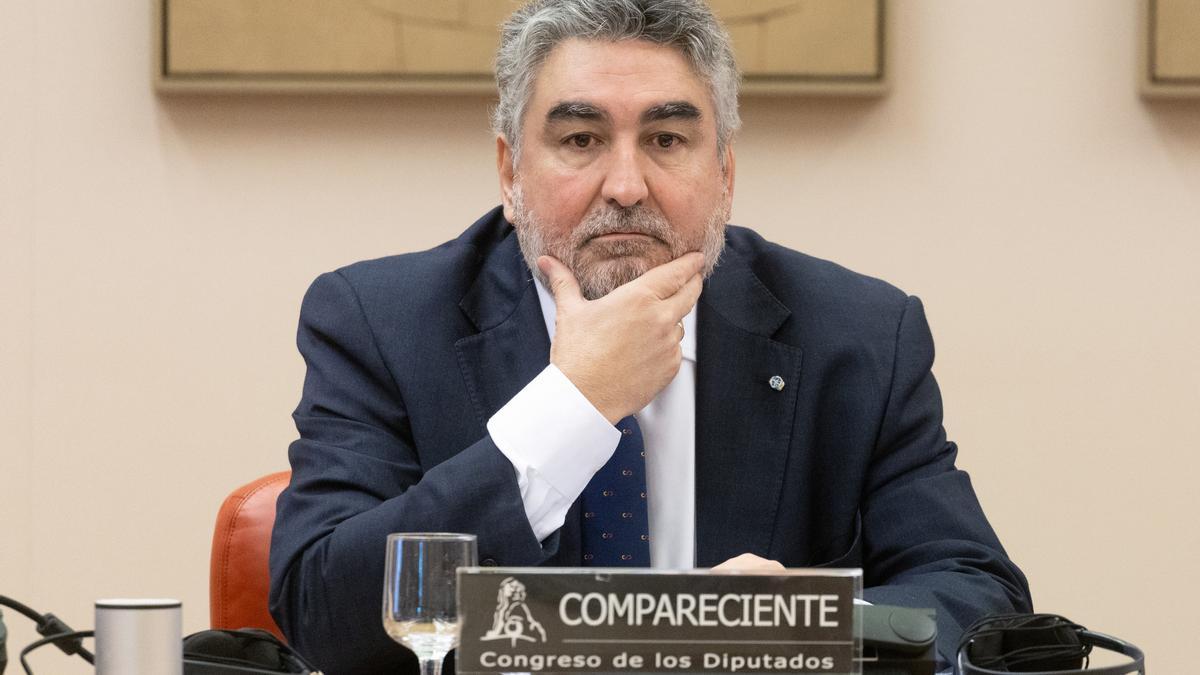 El presidente del Consejo Superior de Deportes, José Manuel Rodríguez Uribes, durante la Comisión de Educación, Formación Profesional y Deportes, en el Congreso de los Diputados.
