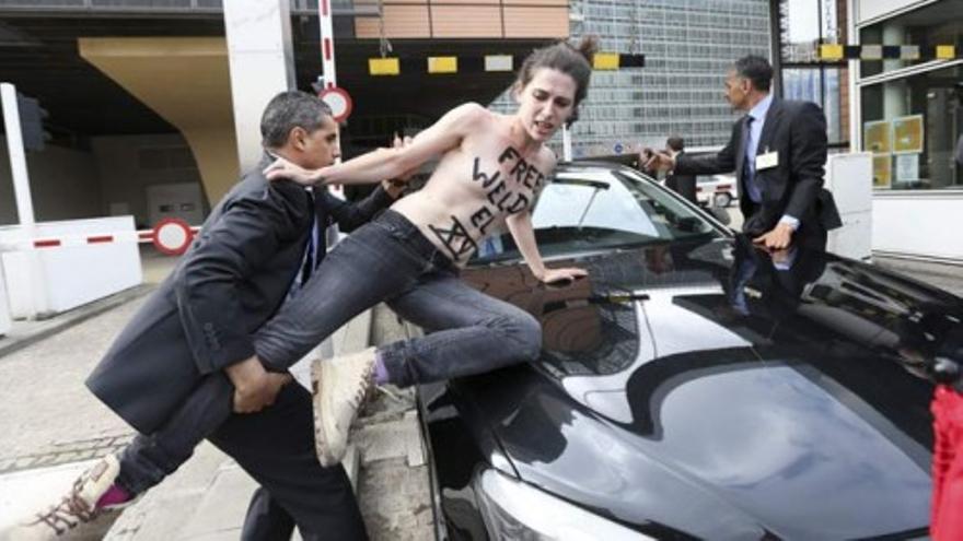 Protesta de las Femen en Bruselas