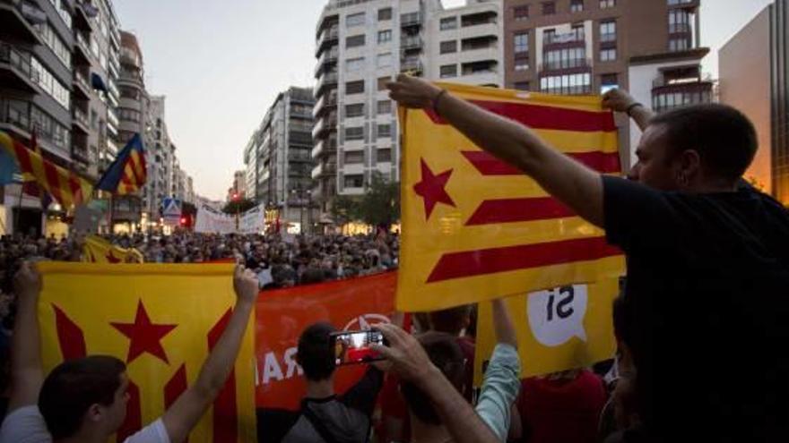 Protesta por Cataluña el pasado miércoles en València.