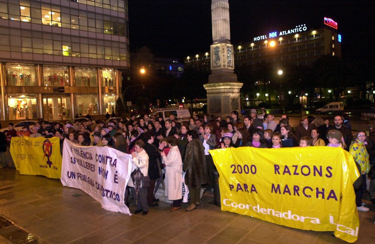 Concentración por el 8M en A Coruña en 2001