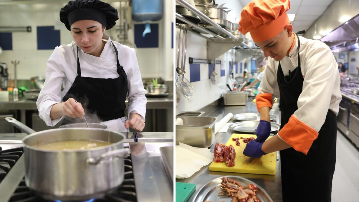 Daniela Rodríguez y Xavier Luis cocinan en la final de la XII edición del Premio Promesas de la alta cocina Le Cordon Bleu Madrid.