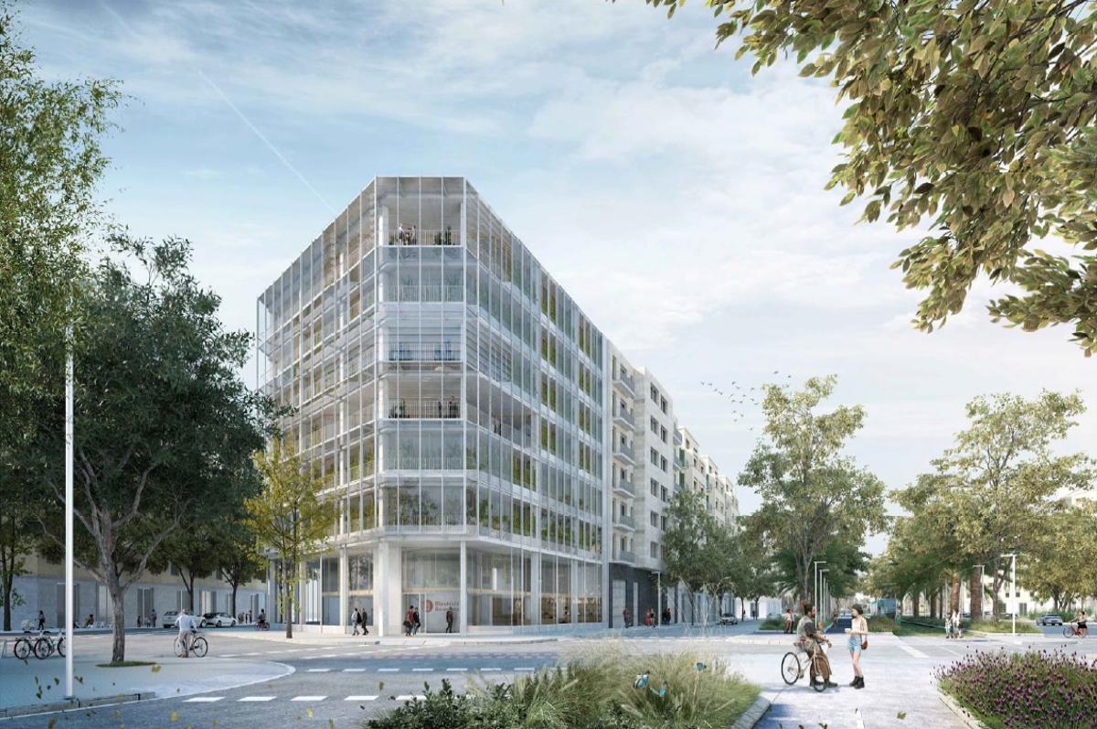Recreación del la fachada de Diagonal 233, en Barcelona, cuando se reforme para dejar de ser considerado un edificio enfermo.