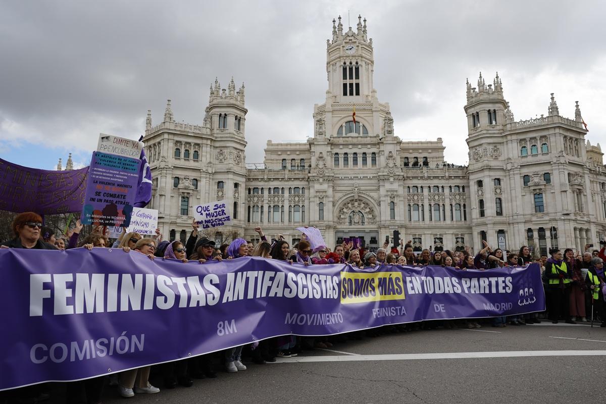 Manifestación del 8-M en Madrid en la que detuvieron a fascistas.