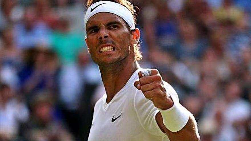 Rafa Nadal celebrant un punt en el partit d&#039;ahir davant Kyrgios