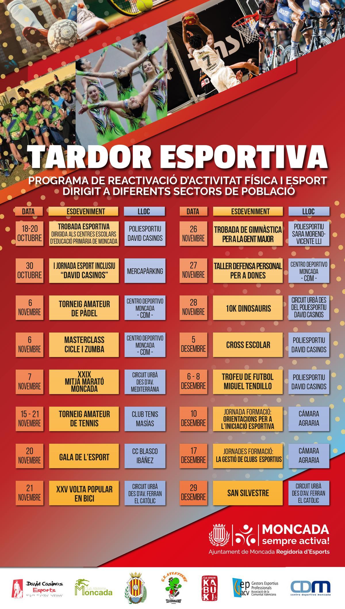 Cartel del programa Tardor Esportiva de Moncada