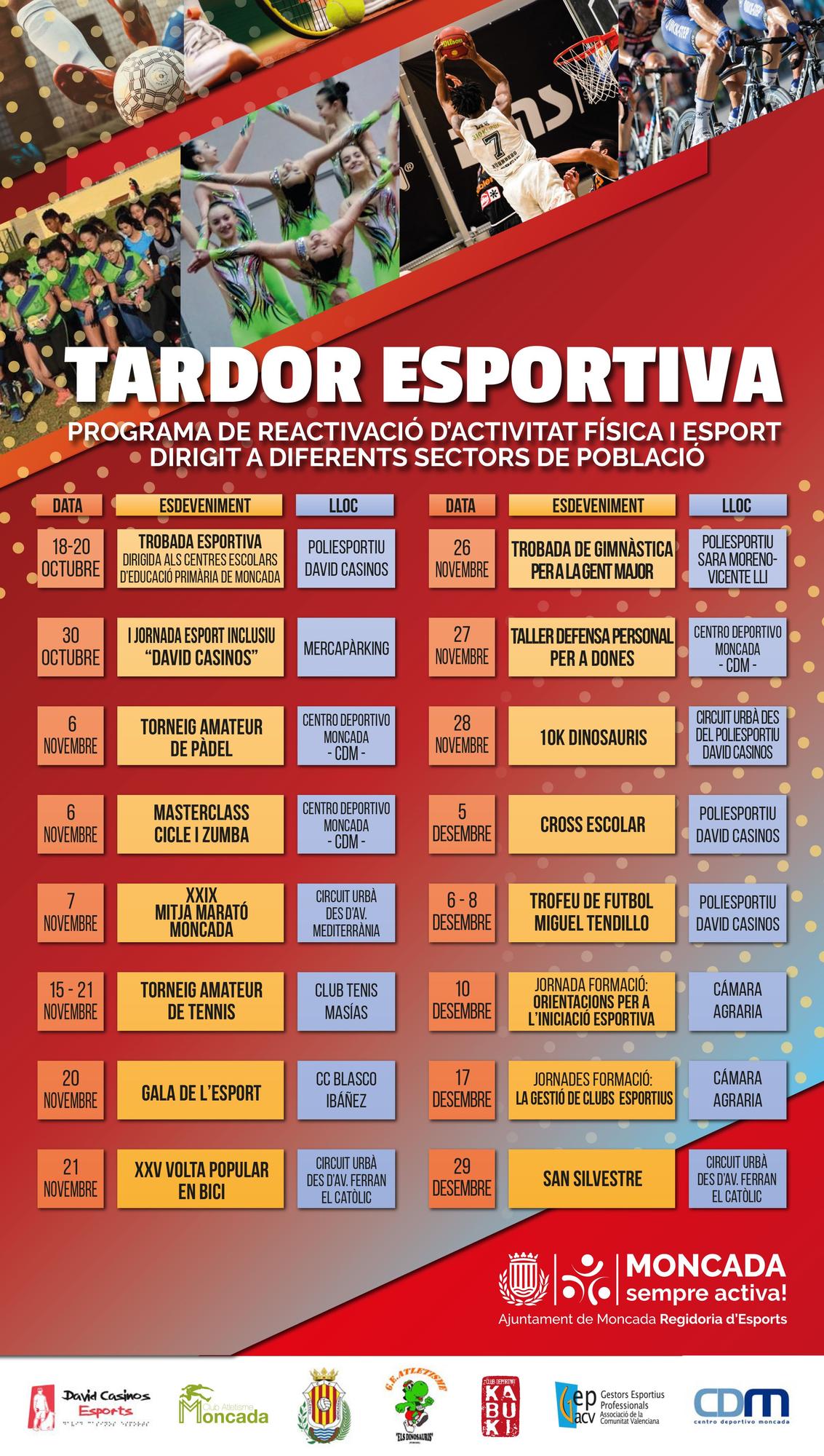 Cartel del programa Tardor Esportiva de Moncada