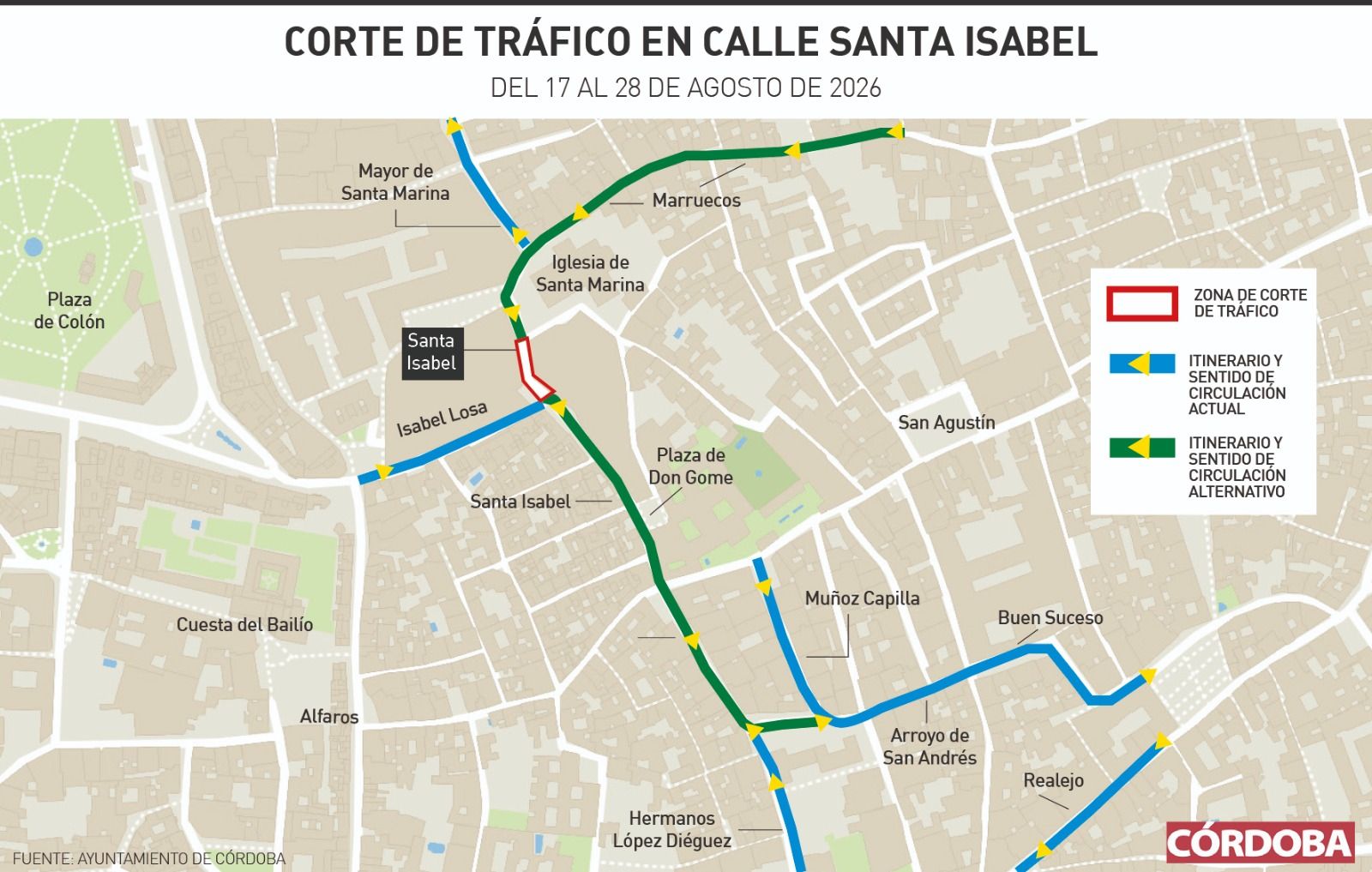 Corte de tráfico en la calle Santa Isabel.