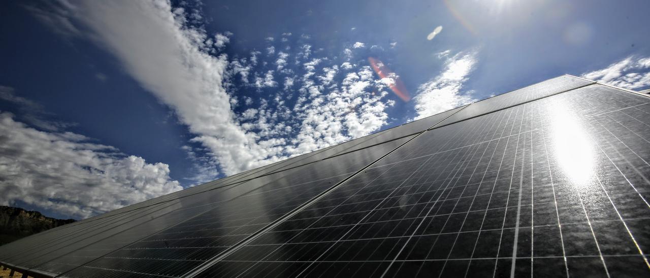 Paneles solares en una planta fotovoltaica en la provincia.