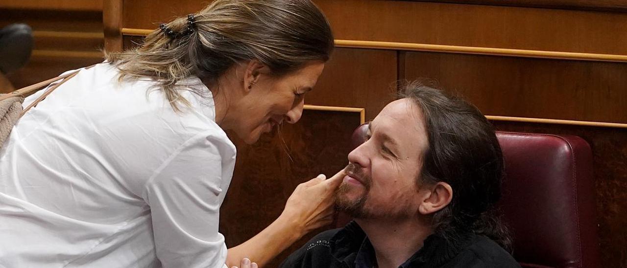 Yolanda Díaz y Pablo Iglesias.