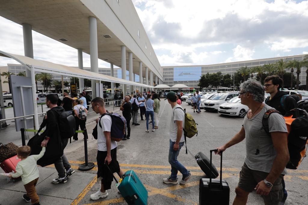 Los taxistas bloquean el aeropuerto de Palma tras un incidente con conductores de microbuses