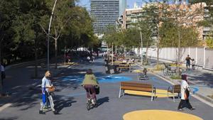 Superilla de Poblenou, en la calle Sancho de Ávila.  