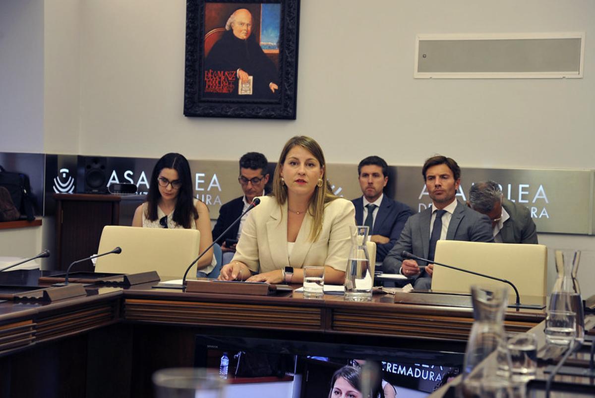 Sandra Valencia, durante su comparecencia en la Comisión de Educación y Formación Profesional de la Asamblea de Extremadura.