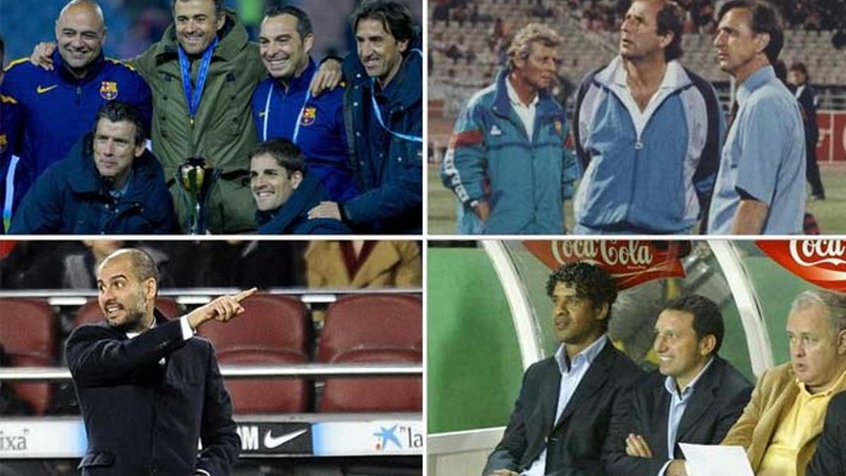 Luis Enrique Martínez, Johan Cruyff, Josep Guardiola y Frank Rijkaard
