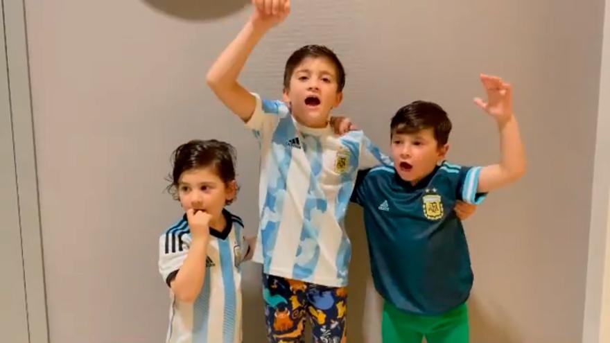 ¡Tremendo! Así celebraron los hijos de Messi la victoria de Argentina