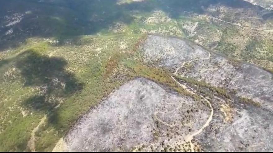 Imágenes aéreas del incendio forestal en Isábena