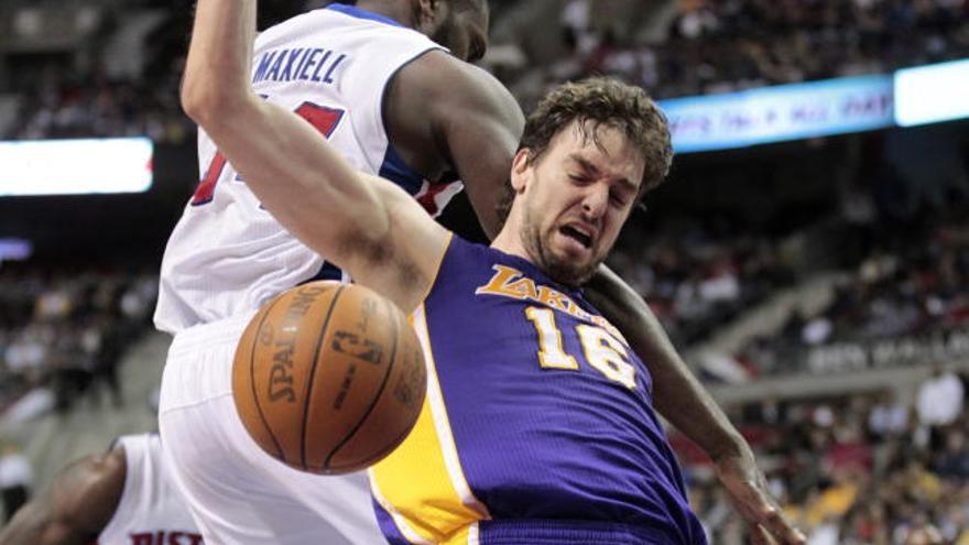 Pau Gasol, en un trance del partido ante los Pistons.