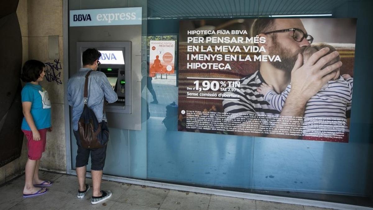 Una oficina bancaria en Barcelona.