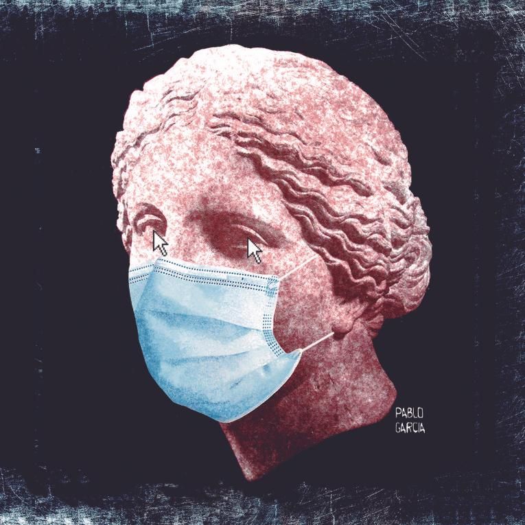 CABEZA DE ESCULTURA GRIEGA CON MASCARILLA.