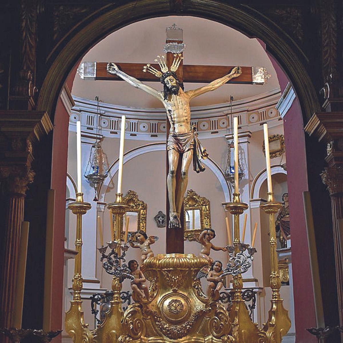 Cristo de San Álvaro ubicado en el camarín del santuario Scala Coeliy, lugar donde se venera esta imagen.