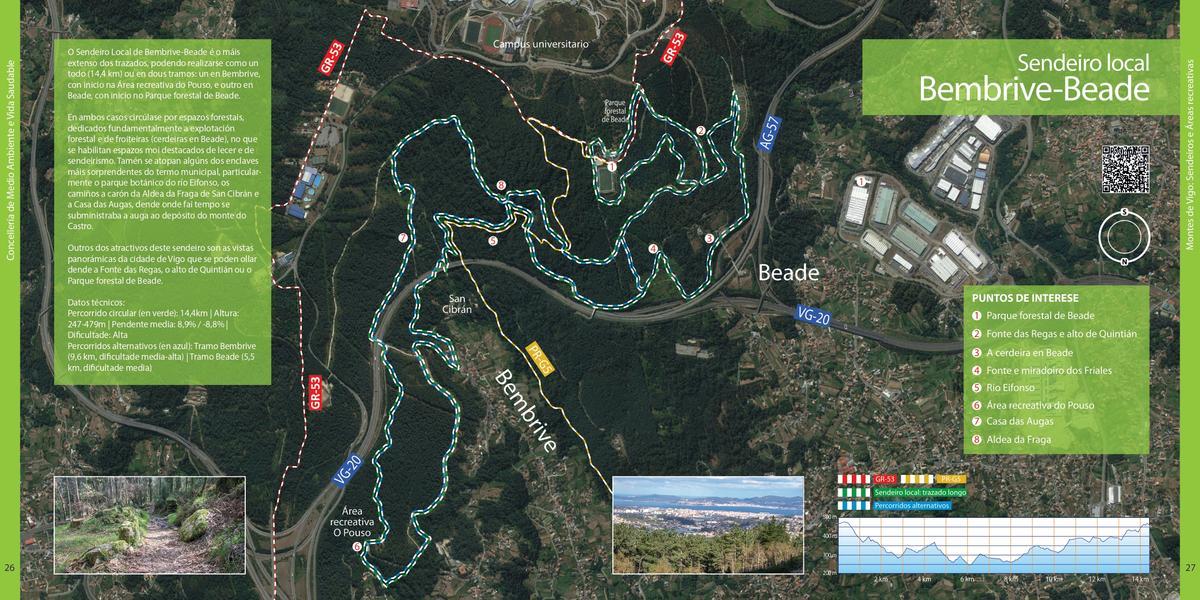 Plano del sendeiro localde de Bembrive-Beade dentro del programa de rutas de senderismo guiadas y gratis &quot;Vigo, camiño a camiño&quot;