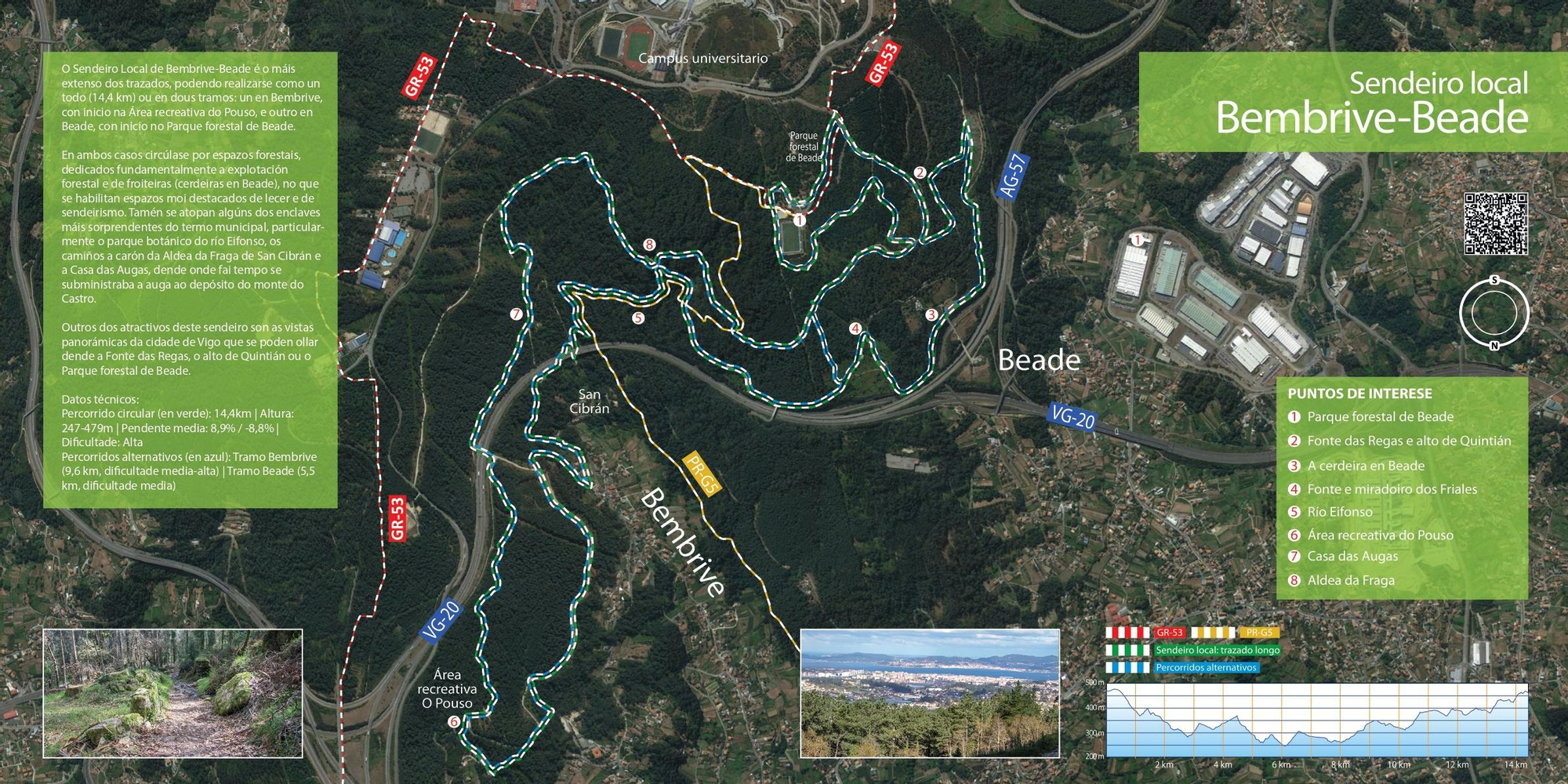 Plano del sendeiro localde de Bembrive-Beade dentro del programa de rutas de senderismo guiadas y gratis &quot;Vigo, camiño a camiño&quot;