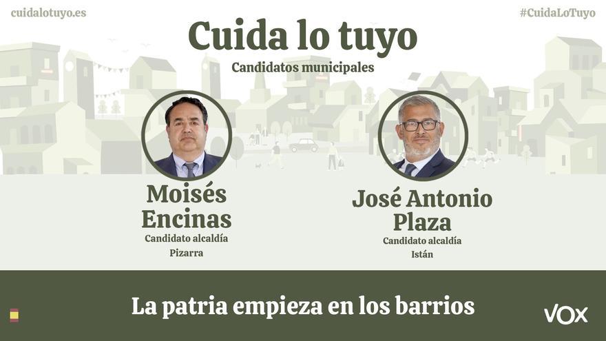 VOX designa a los candidatos de Pizarra, Moisés Encinas; e Istán, José Antonio Plaza