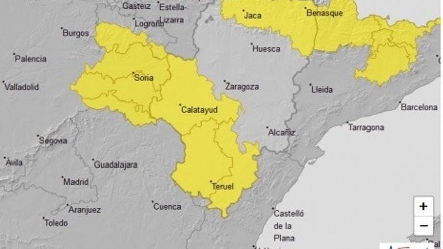 Aviso amarillo por lluvias y tormentas en varias zonas de Aragón.