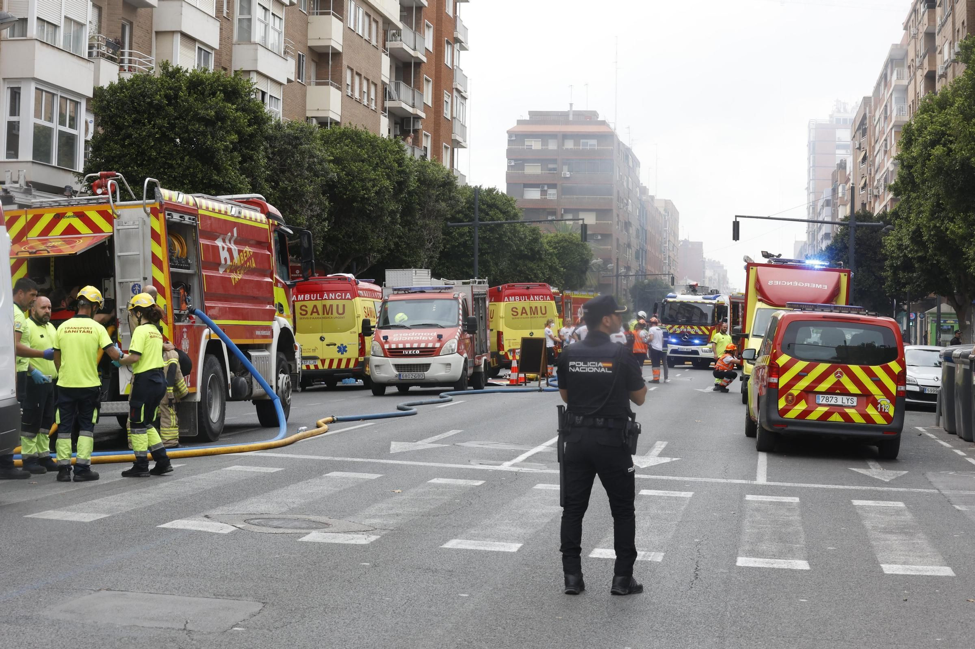 El incendio en la avenida del Puerto de València, en imágenes