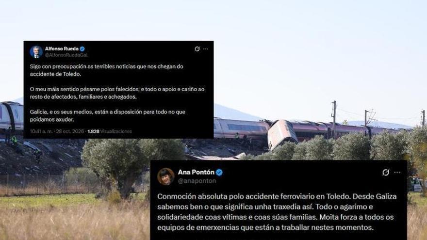 Rueda, Pontón y Besteiro trasladan su solidaridad con las víctimas del accidente de Toledo: "Galicia, y sus medios, están a su disposición"