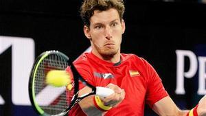 Carreño durante su partido contra Grecia en la ATP Cup.