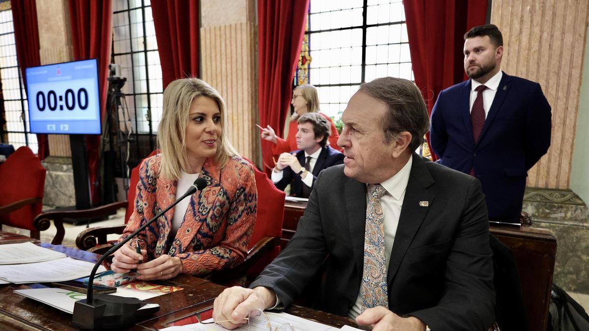 Los concejales de Vox del Ayuntamiento de Murcia en una sesión plenaria.