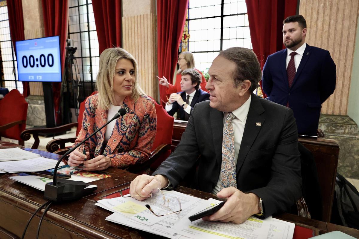 Los concejales de Vox del Ayuntamiento de Murcia en una sesión plenaria.