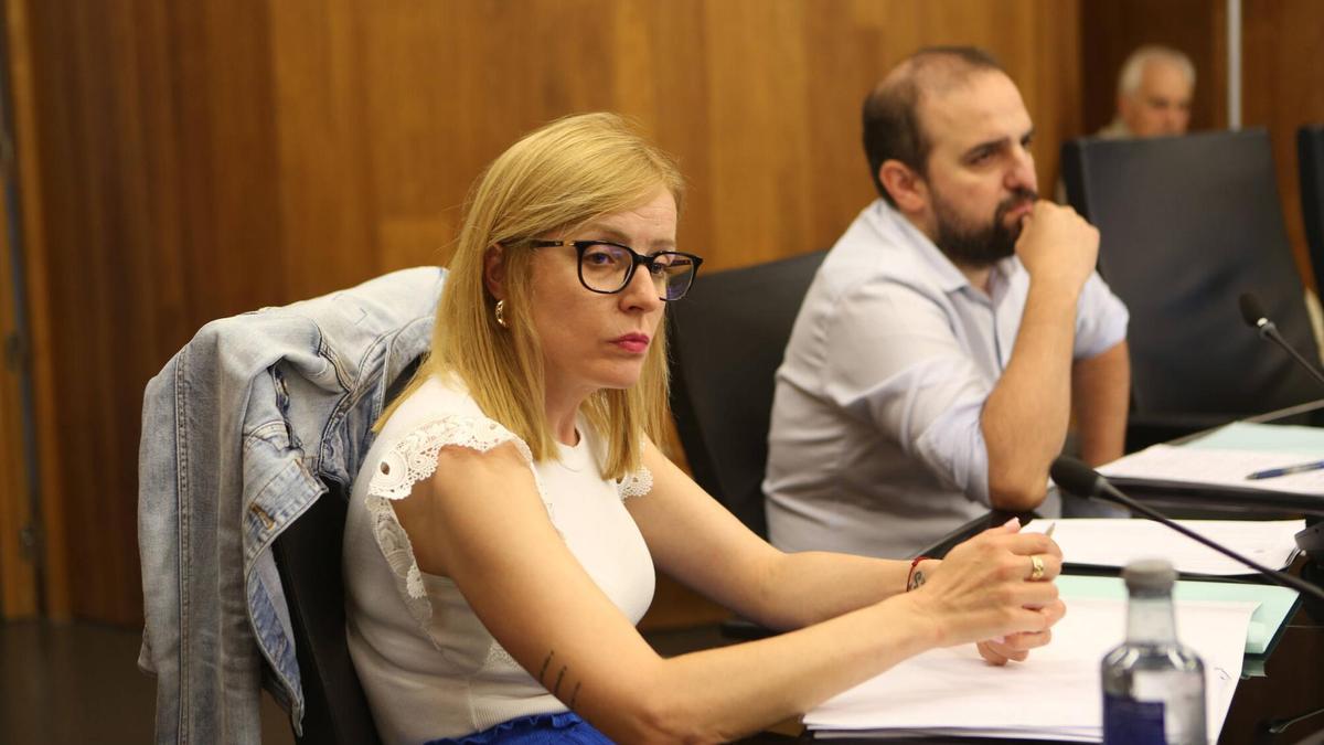 Los dos concejales del BNG, en un pleno.
