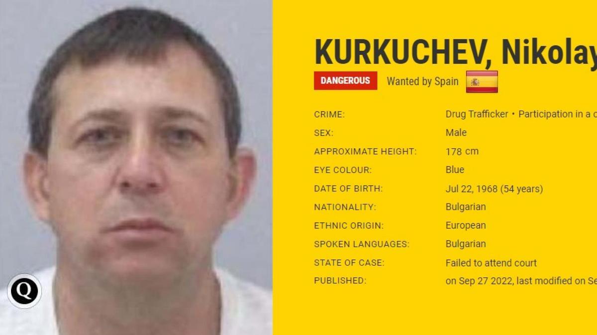 Nikolay Kurkuchev, en la ficha policial de los más buscados por Europol
