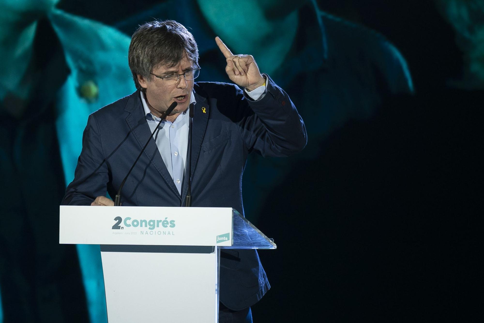 Carles Puigdemont, en un acto de Junts.