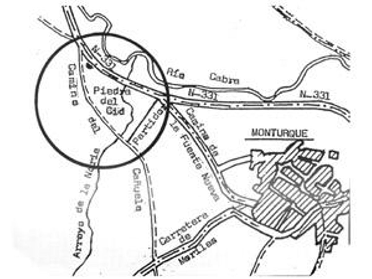 Mapa de la Piedra del Cid.