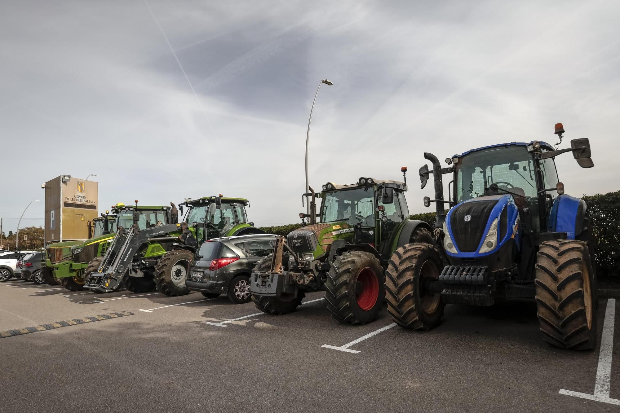 Crisis en el campo de Mallorca | La tractorada simbólica hacia la conselleria de Agricultura, en imágenes