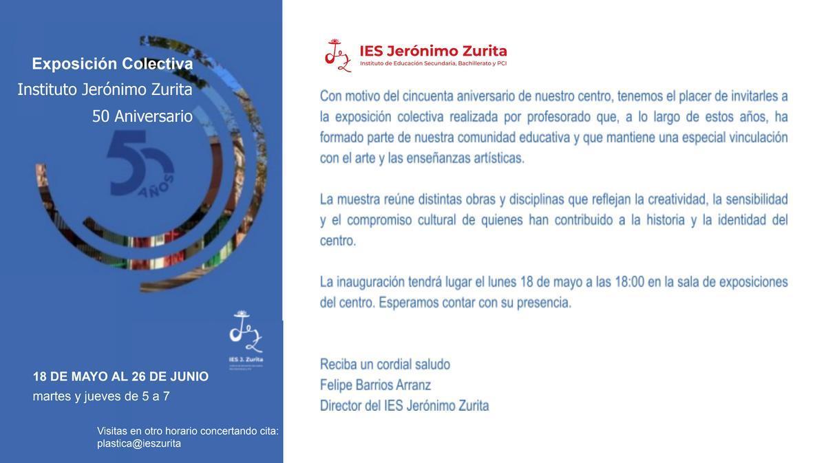 El IES Jerónimo Zurita presenta una exposición que conecta la práctica artística contemporánea con el ámbito educativo y el entorno