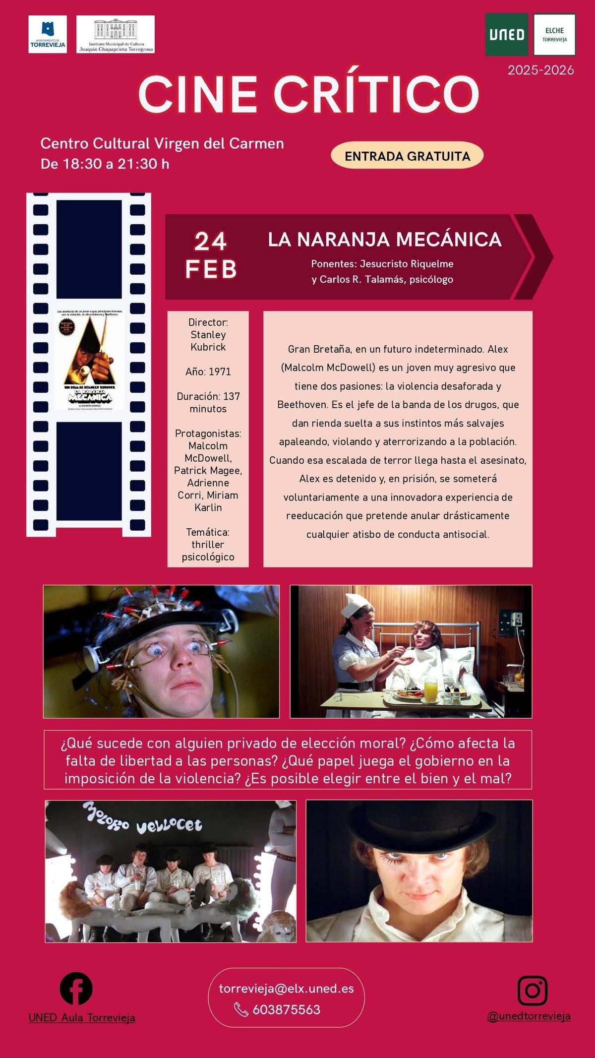 Cartel anunciador de una nueva sesión de cine crítico de la sede de la Uned