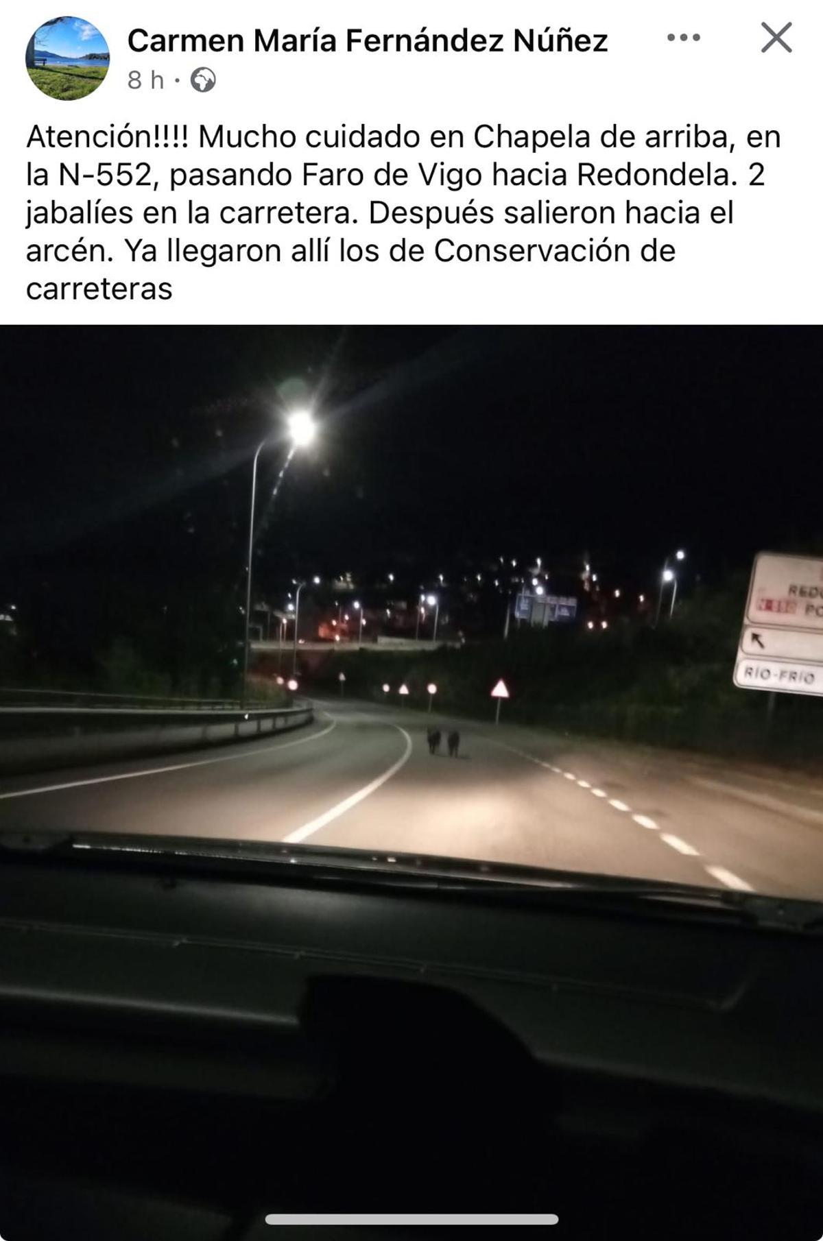 Captura del post de Facebook.