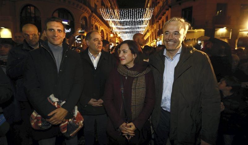 El alcalde de Zaragoza, Jorge Azcón, realiza el encendido de la iluminación navideña