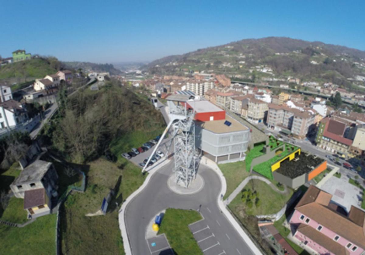 Recreación virtual del futuro centro tecnológico, con el actual centro TIC y la nueva instalación, a su derecha.