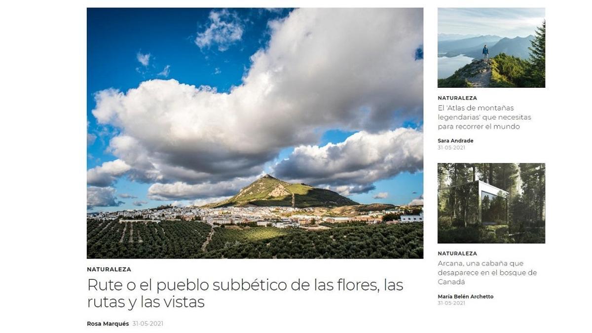 Entrada de internet de la revista Traveler sobre Rute.