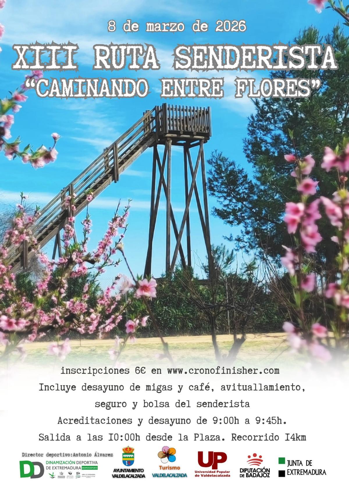 Cartel de la XIII Ruta Senderista 'Caminando entre flores'.