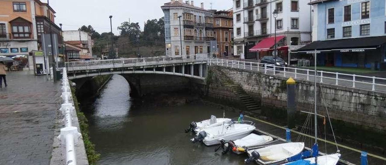 El ocle acumulado en la zona del puente de Llanes, ayer.